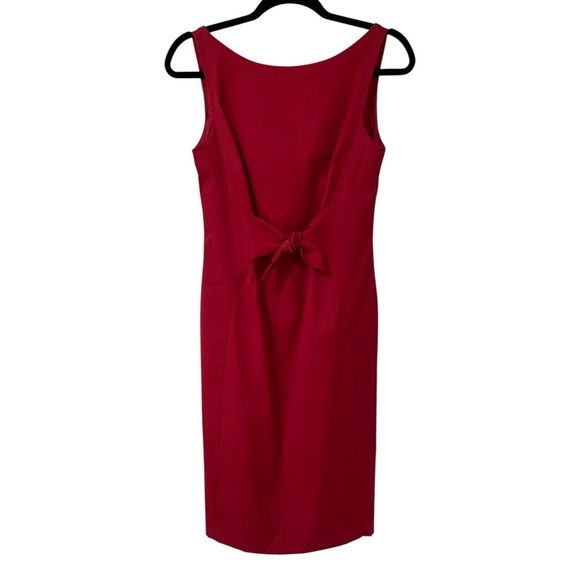Moschino Cheap and Chic Red Front Bow Sheath Dress Size 6 Sleeveless Midi - Picture 1 of 15